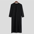 thumbnail image 4 of PEZHADA Ensemble de Robe Musulmane pour Homme Robe Arabe Mi-Longue à Manches Longues Col Montant Fermeture Éclair Robe Décontractée Noir, 4 of 5