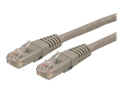 StarTech.com 50ft CAT6 Ethernet Cable, 10 Gigabit Molded RJ45 650MHz 100W PoE Patch Cord, CAT 6 10GbE UTP Network Cable with Strain Relief, Gray, Fluke Tested/Wiring is UL Certified/TIA - Category 6 - 24AWG (C6PATCH50GR) - Patch cable - RJ-45 (M) to RJ-45 (M) - 50 ft - UTP - CAT 6 - molded - gray