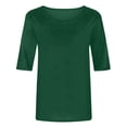 thumbnail image 5 of cfhntfmh T-Shirts à Manches 3/4 pour Femmes, Décontractés, Amples, Col Ras du Cou, Été, Mignons, Tuniques Unies, 2025, 5 of 5