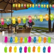 TOUMENY Summer Slipper String Lights, Outdoor Patio LED Fairy Lights, Colorful Battery Powered Decorative Lighting for Beach Garden Bedroom
