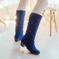 thumbnail image 2 of jsaierl Women's Rhinestone Booties Suede Stacked Mid Calf Boots - Ladies Mid Heels Chunky Knee High Boot, 2 of 9