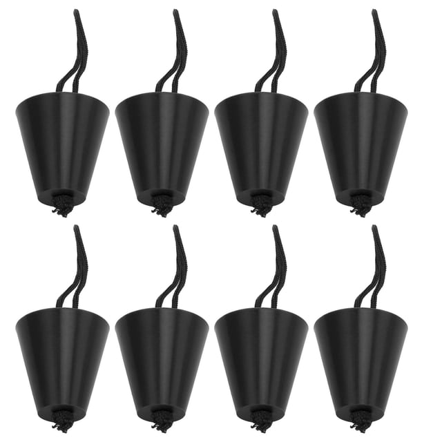 8Pcs/Set Kayak Scupper Plug Silicone Drain Hole Bung Stopper with Lanyard for CanoeBlack