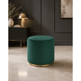 thumbnail image 3 of K-Living Round Ottoman With Stainless Steel Gold Base In Green Suede, 3 of 6