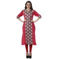 thumbnail image 2 of Moomaya Kurtis Droits Imprimés pour Femmes, Col en V, Manches Retroussables, Kurta Tunique, 2 of 6