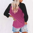 thumbnail image 3 of Plebaso Chemises à Manches 3/4 pour Femmes Col Rond Tops à Blocs de Couleur Décontractés Amples Blouses pour Femmes, 3 of 3