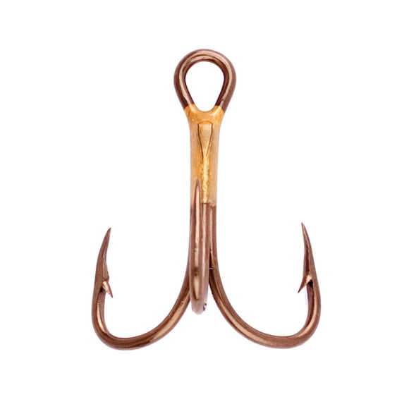 Eagle Claw Q374AH-8 2x hameçons triples solides, tige régulière, pointe incurvée, bronze, taille 8, paquet de 5