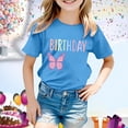 thumbnail image 2 of PMVFHDE Hauts de Bain pour Fille T-Shirt Fille d'Anniversaire à Manches Courtes T-Shirt d'Été à Col Rond Coupe Décontractée Chandails de Base Bleu Pâle, 6-7 Ans, 2 of 4