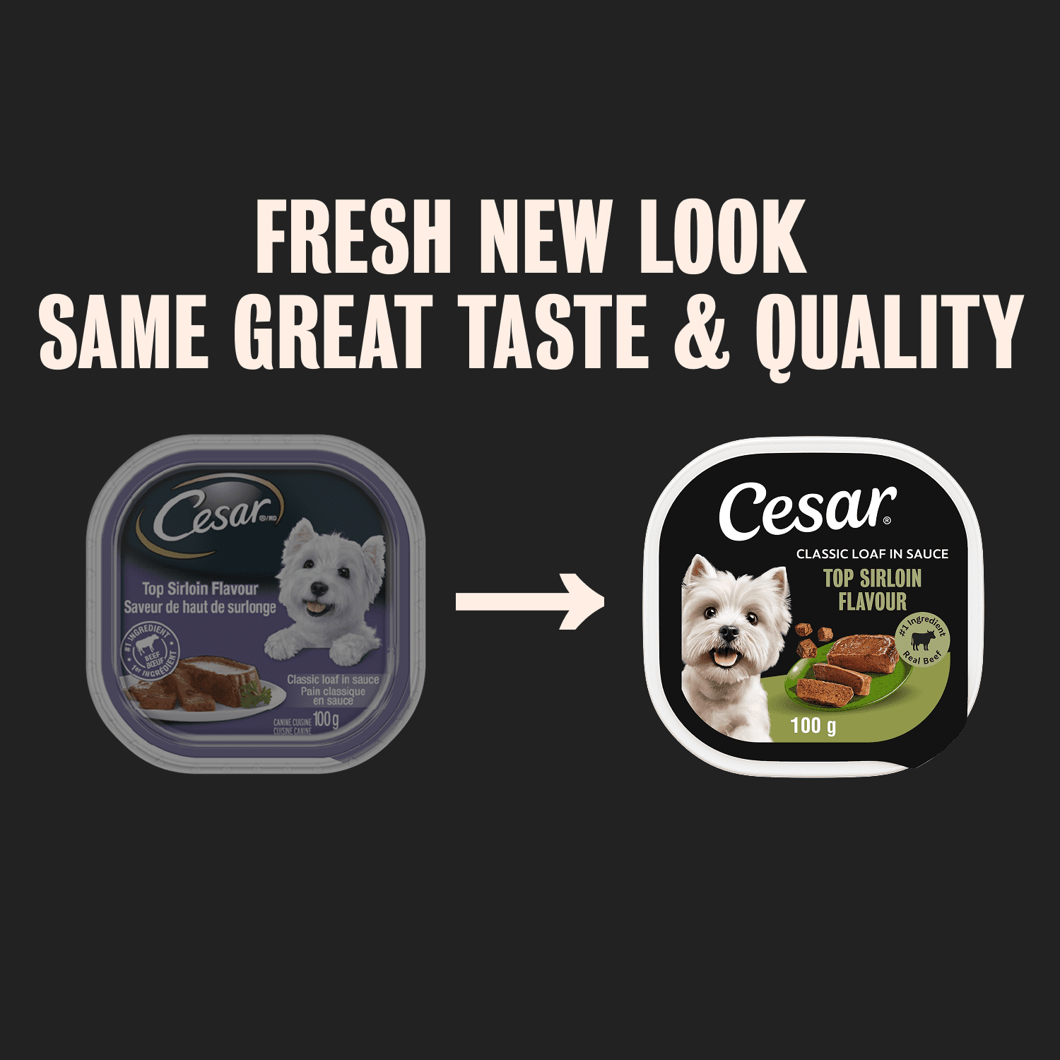 Nourriture humide pour chiens CESAR pain classique en sauce saveur de haut de surlonge