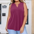 thumbnail image 4 of Posijego Débardeurs Grande Taille pour Femmes Blouse Habillée Col en V Sans Manches Plissée Décontractée pour le Travail, 4 of 7