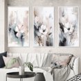 thumbnail image 1 of Designart "Grey Flowers Delicate V" Floral Framed Wall Art Set Of 3 - White Floral Frame Canvas Set For Living Room Decor, 1 of 6