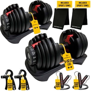 MotionGrey Barrières réglables 5 à 52.5 LBs, poignée de main haute résistance gratuite inclus, Serviettes et ropes de jump 15 Réglage du poids DumbBell, Poignée antidérapante en métal Haltère pour l'exercice 2) MotionGrey Barrières réglables 5 à 52.5 LBs, poignée de main haute résistance gratuite inclus, Serviettes et ropes de jump 15 Réglage du poids DumbBell, Poignée antidérapante en métal Haltère pour l'exercice 2)