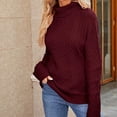 thumbnail image 1 of Dvkptbk Chandails pour Femmes Col Roulé Récréatif Pull Tricoté Manches Longues Hauts Vêtements en Solde, 1 of 3