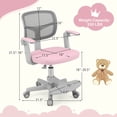 thumbnail image 3 of Costway Kids Desk Chair Children Study Chair with Adjustable Height, Armrest & Footrest Pink, 3 of 10