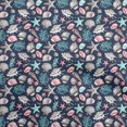 thumbnail image 1 of oneOone Georgette Viscose Navy Blue Fabric Sea Shells Pattern Sewing Material Print Fabric By The Yard 42 Inch Wide, 1 of 4