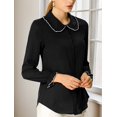 thumbnail image 2 of INSPIRE CHIC Women's Sweet Ruffle Peter Pan Collar Button Up Work Shirts Black M, 2 of 6