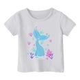 thumbnail image 3 of T-shirts pour Filles, Imprimé Graphique Océan Mignon, Manches Courtes, Hauts Amples, Blanc 6-7 Ans, 3 of 3