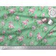 thumbnail image 3 of Soimoi Green Rayon Crepe Fabric Grass & Flamingo Bird Printed Fabric 1 Yard 46 Inch Wide, 3 of 3