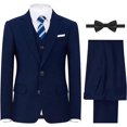 thumbnail image 2 of Boys'Formal Suit Set,with Suspenders,Double Vents,Adjustable Waist，Navy,8T, 2 of 8