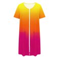thumbnail image 4 of Womens Short Zipper Robe, Short Sleeve Nightgowns with Pockets Gradient Printed Cute Sleepdress Housecoat Multicolor L, 4 of 6