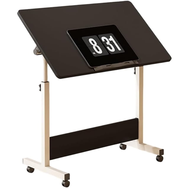Royalbelle Adjustable Height Standing Desk,Foldable Mobile Stand Up with Wheels Small Rolling Computer Desk Laptop Portable Computer Workstations for Home Office,Black