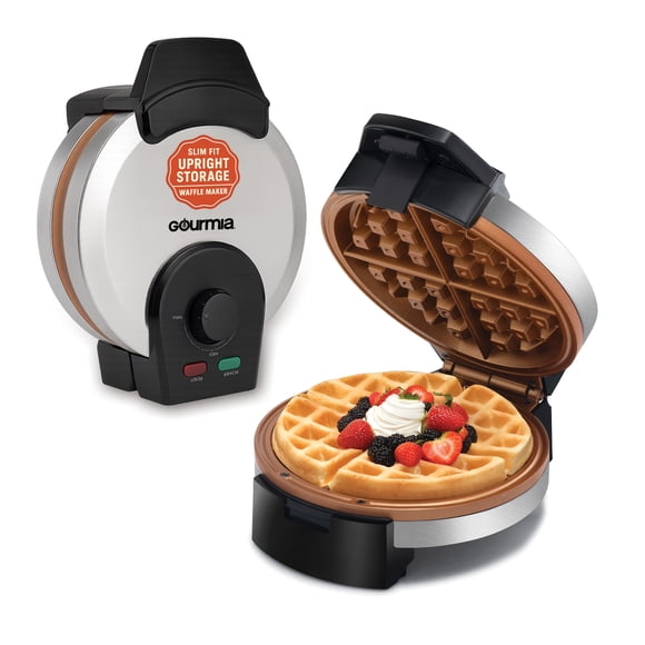 Gourmia Gaufrier Belge avec Contrôle du Brunissage, Antiadhésif Sans PFAS, Acier Inoxydable