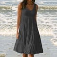 thumbnail image 4 of B91xZ Robes d'Été pour Femmes 2024 Décontractées à Col en V Sans Manches Robe Maxi Ceinturée Longue Fluide Robes d'Invitée de Mariage, Gris Foncé S, 4 of 4