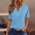 thumbnail image 1 of Jsaierl Womens Casual Notched V Neck Short Sleeve Shirts Summer Solid Color Work Tunics Simple Basic Bussiness Blouses, 1 of 5