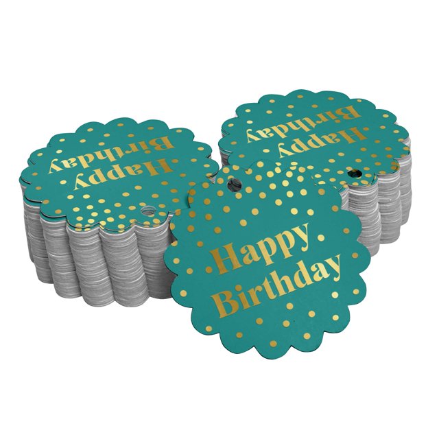 Inkdotpot Real Gold Foil Happy Birthday Tags Favor Hang Paper Tags 100 Pieces