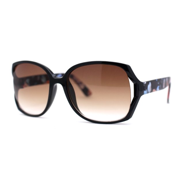 Kid Girls 90s Designer Style Diva Butterfly Shade Sunglasses Black Flower Brown