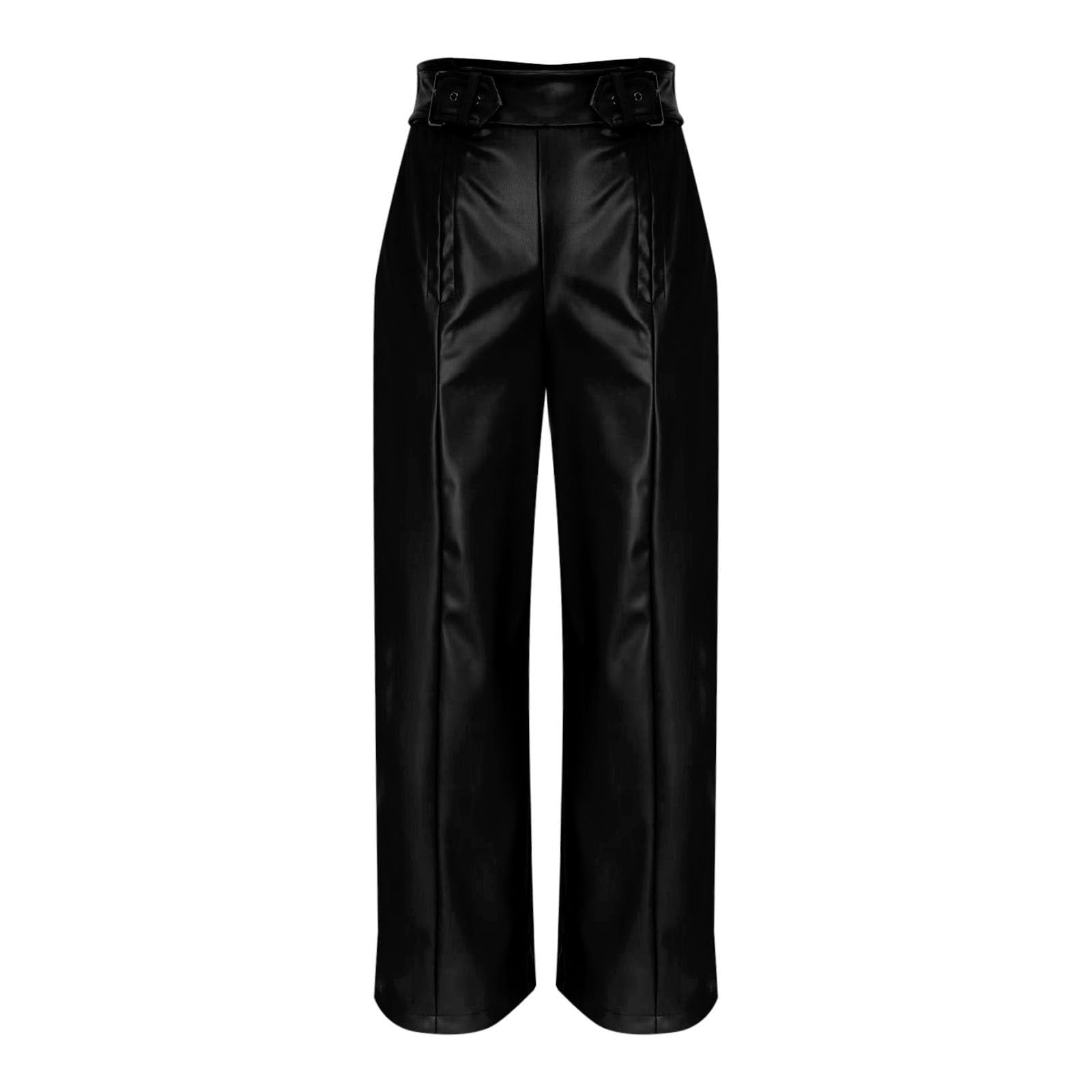 Nfurl Leather Pants Women High Waisted Wide Leg Pants for Women