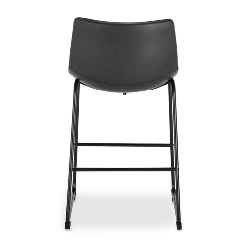 Tabouret Landon Plata Import avec cuir PU et cadre en acier enduit de poudre noir mat, ensemble de 4 pour salle à manger