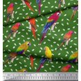 thumbnail image 2 of Soimoi Green Rayon Fabric Macaw Parrot Bird Print Fabric by Yard 42 Inch Wide, 2 of 3