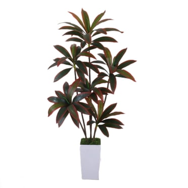 Arbre de Dracaena Artificiel 5 Pi - Faux Arbre avec Grand Cache-Pot Blanc - Faux Yucca Grand Plante de Sol Artificielle en Pot - Plante Artificielle pour Déco de Maison Bureau Salon Intérieur