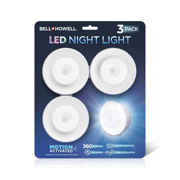 Bell + Howell 3 Pack 360° Motion Activated LED Night Light