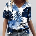 thumbnail image 2 of Lolmot T-shirt Ample Décontracté à Col en V à Manches Courtes pour Femmes avec Imprimé, 2 of 4