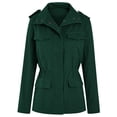 thumbnail image 3 of Innerwin Manteau Militaire à Revers pour Femmes Automne Couleur Unie Ajusté Vert Foncé 5TG, 3 of 4