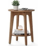 VASAGLE Table ronde avec plateau inférieur, Table d'extrémité pour petits espaces, Table de chevet pour salon, Chambre, Walnut rustique