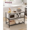 thumbnail image 2 of VASAGLE Kitchen Island with 3 Shelves, 47.2 Inches Kitchen Shelf with Large Worktop, Stable Steel Structure, Industrial, Easy to Assemble, Greige and Black, 2 of 6