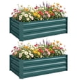 thumbnail image 1 of Outsunny Set of 2 Raised Garden Beds, Galvanized Planter Box, Green, 1 of 10