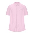 thumbnail image 4 of Birdeem Shirts for Men Men Casual Solid Color Button Short Sleeve Turndown Collar Blouse Shirt, 4 of 12