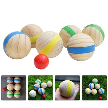 EIMELI 1 Set French Style Bocce Game Wood Balls for Children Summer Activities 2.8in
