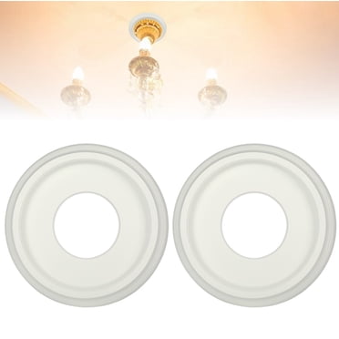 Ceiling Medallion, 2 Pcs Round Ceiling Light Medallions, 10inch OD x 4inch ID Ceiling Trim Ring Plate, Smooth White Finish Ceiling Medallions, Backdrop Decor for Light Fixtures & Ceiling Fans