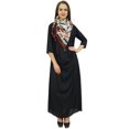 thumbnail image 2 of Bimba Robe Longue Noire à Col Bénitier pour Femme de Designer avec Foulard à Franges Imprimé - 24, 2 of 5