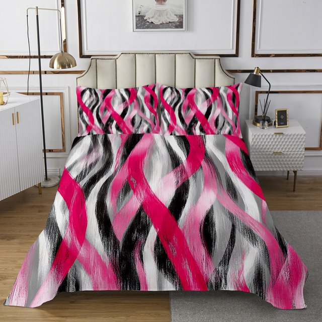 Erosebridal Abstract Stripe Coverlet Set King,Modern Lines Bedding Set,Contemporary Art Decor,Breathable,3 Pieces