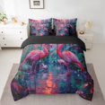 thumbnail image 2 of YST Ensemble de Literie Flamant Rose Rose Rêvant Jungle, Animal de la Forêt Format Double 7 Pcs Lit en Sac, 2 of 4