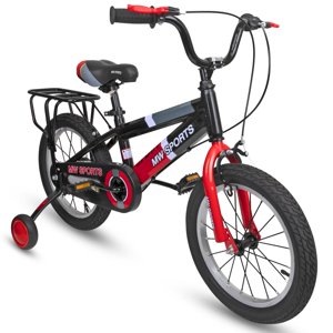 Slippery Racer MW Sports Boys16 inch Enfants vélo avec roues d'entraînement amovibles freins à main et dos rack pour les âges 4-6 ans.