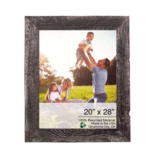 homeroots home decor 386531 20" x 28" Rustic Farmhouse Rustic Black Wood Frame