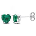 thumbnail image 1 of Miabella Created Emerald Solitaire Heart Stud Earrings in Sterling Silver, 1 of 4