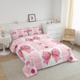 thumbnail image 3 of Erosebridal Cute Rabbit Bedding Full Comforter Set, Dreamy Pink Bowknot Down Comforter, Girls Room Decoration, Reversible, 3 of 7