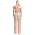 thumbnail image 2 of inlzdz Combinaison Sans Manches pour Femmes une Épaule Robe de Soirée à Sequins Robe de Soirée Champagne TTG, 2 of 7